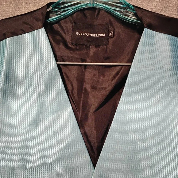 BuyYourTies.Com Men's Aqua Formal Wedding/Prom/Grad Satin Vest XS - Picture 6 of 9